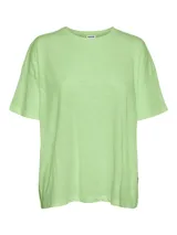 Remera básica de calce relaxed fit, color verde menta, con cuello redondo y mangas cortas.