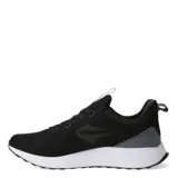Championes de running Topper modelo Split, color negro con detalles en gris. Presentan una capellada de mesh transpirable, cierre con cordones y suela de EVA blanca con base negra para mayor amortiguación.