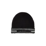 Gorro de lana Casablanca en color negro con franjas horizontales en tono menta y el logo de la marca bordado en el frente.