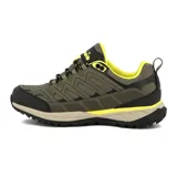 Championes de trekking Diadora Hiking Waterproof, color verde oliva con detalles en negro y amarillo flúor.