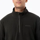 Buzo polar de media cremallera Merrell, confeccionado en microfleece de poliéster reciclado. Presenta cuello alto, mangas largas con puños elásticos y logo de la marca bordado en el pecho.