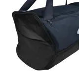 Bolso deportivo Nike modelo AUF Academy Duffel, color azul marino con base negra. Cuenta con el escudo de la Asociación Uruguaya de Fútbol (AUF) estampado en el frente, asas de mano y correa para el hombro.