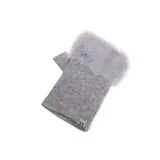 Guantes sin dedos de punto color gris, con detalle de piel sintética en el borde superior.