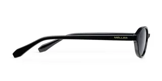 Lentes de sol con montura ovalada negra y lentes polarizadas negras. Fabricados con materiales bio-based G850 y patillas de propionato de celulosa. Protección UV 400.