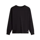 Remera negra de manga larga con cuello redondo y logo pequeño de Vans en la parte inferior.