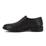 Zapato de vestir marrón oscuro de cuero, con elástico en los laterales.