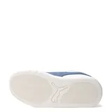 Championes urbanos Puma modelo Park Life Style Easy, de corte bajo, color blanco con detalle de franja lateral en azul oscuro y suela de goma en tono crema.