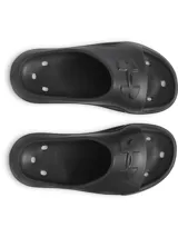 Sandalia tipo ojota Under Armour, modelo Locker V SL, confeccionada en EVA moldeada de una sola pieza. Presenta un diseño ergonómico con orificios de drenaje laterales, plantilla texturizada para mayor tracción y el logo de la marca en relieve sobre la banda superior.