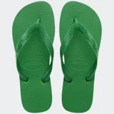 Chancletas Havaianas modelo Top, color verde, con diseño clásico de tiras con relieve y suela de goma texturizada.