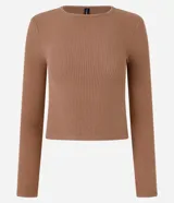 Blusa regular de viscosa texturizada con malla acanalada, cuello redondo y manga larga, de la marca Blue Steel.