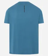 Remera deportiva de hombre en color rojo oscuro, con mangas cortas, cuello redondo y detalle de líneas negras en la manga. Confeccionada en poliéster con tecnología dry fit.