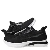 Championes deportivos color gris claro, con capellada de tejido de punto y detalles en material sintético. Cierre de cordones y suela blanca con detalles en gris.