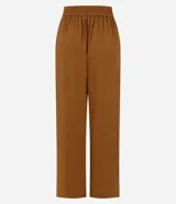 Pantalón wide leg de corte amplio y fluido, confeccionado en mezcla de viscosa y lino. Presenta pinzas en la parte delantera y cintura elastizada en la espalda.