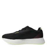 Championes de running Adidas Duramo SL, color negro con detalles en blanco y verde lima. Presentan parte superior de malla transpirable, tecnología de amortiguación LIGHTMOTION y suela de goma ADIWEAR.