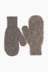 Mitones de punto con textura cepillada y puños acanalados.