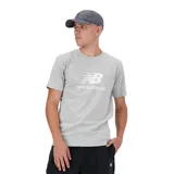 Remera gris de algodón con logo de New Balance estampado en el pecho.