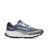 Championes de trail running Merrell Agility Peak 6, color azul con suela blanca y detalles en gris. Diseñados con parte superior de malla transpirable, mediasuela de espuma FloatPro y suela Vibram Megagrip.