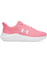 Championes de running Under Armour modelo Phade RN 3, color rosado con suela blanca y logo lateral en blanco. Confeccionados en malla ligera y transpirable, con entresuela de amortiguación EVA y suela de goma resistente.