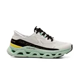 Championes deportivos Skechers Slip-ins Glide Step Altus para mujer, en color blanco con detalles en negro, verde menta y amarillo. Cuentan con capellada de malla transpirable, tecnología Slip-ins y suela geométrica acolchada.