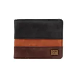 Billetera Maui and Sons con diseño de bloques de color negro, marrón y tostado.