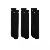 Pack de tres pares de medias Nike de caña media, confeccionadas en tejido técnico transpirable. Incluye un par negro, uno gris y uno blanco, cada uno con el logo de la marca bordado en el lateral.
