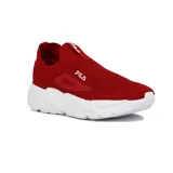 Championes Fila Calzini color rojo con suela blanca, de corte slip-on y capellada tejida.