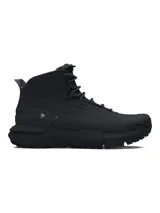 Botas tácticas Under Armour modelo Charged Valsetz Mid, color negro, con parte superior sintética transpirable y refuerzos de PU. Cuentan con entresuela Charged Cushioning para amortiguación y suela exterior Vibram XS Trek para mayor tracción y durabilidad.