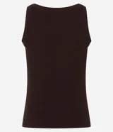 Musculosa básica femenina de Blue Steel confeccionada en tejido rib acanalado de algodón, con cuello redondo y diseño ajustado.