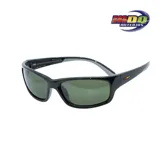 Lentes de sol MDQ modelo Harar, con montura negra y lentes verdes. Diseño unisex con detalles de colores en las patillas.