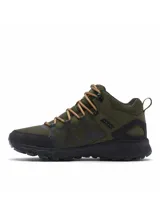 Botas de senderismo Columbia Peakfreak II Mid Outdry, de media caña, color verde militar con detalles en negro y cordones en tonos tostados. Incorporan tecnología impermeable y transpirable, suela con tracción superior y refuerzos en la puntera y el talón.