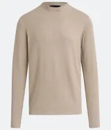 Suéter Request de corte slim, color beige, con cuello redondo y manga larga. Confeccionado en tejido de punto fino de viscosa y poliamida.