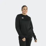 Buzo gris de cuello redondo con logo de Umbro estampado en el pecho. Tiene puños y dobladillo acanalados.