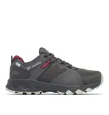 Championes de trekking Columbia Peakfreak Hera Outdry, color gris con detalles en bordó, diseñados para senderismo con tecnología impermeable y suela de gran tracción.