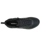 Bota de trekking Merrell modelo Speed Strike 2 Mid, color negro, con diseño atlético y membrana impermeable. Presenta parte superior de malla y cuero sintético, cuello acolchado, puntera reforzada y suela de goma con tracción duradera.