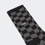Medias Vans acanaladas con diseño jacquard de cuadros en negro y gris. Incluyen talón y puntera lisos, y logo de Vans bordado.