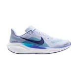 Championes de running Nike Air Zoom Pegasus 41, con diseño aerodinámico en tonos celestes y azules, suela blanca con tecnología de amortiguación y logo lateral en azul oscuro.