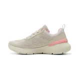 Championes deportivos Skechers modelo Skech-Air Dynamight 2.0 - New Heights, color beige con detalles en rosado y verde, confeccionados en malla con capas de cuero sintético, plantilla Memory Foam y entresuela con cámara de aire Skech-Air.