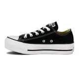 Championes Converse Chuck Taylor All Star Lift Platform de lona negra, con suela de plataforma blanca, puntera de goma y cordones blancos.
