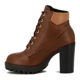 Bota acordonada color marrón de Moleca, con taco cuadrado y plataforma.