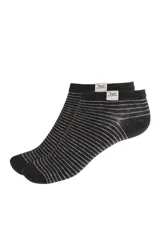 Pack de dos pares de soquetes marrones con rayas horizontales y puntos blancos. Talle 35 a 40.