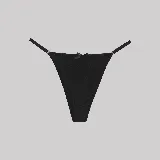 Tanga clásica negra con costados regulables y entrepierna de algodón.