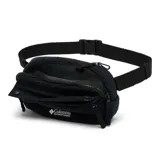 Riñonera Columbia Helvetia II Hip Pack de corderito negro con detalles en tela lisa y correa ajustable con hebilla plástica. Incluye compartimento principal con cierre, bolsillo frontal con solapa y el logo de la marca bordado.
