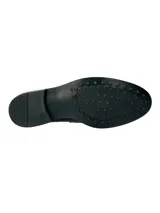 Mocasines Hush Puppies modelo Lucanos, de estilo clásico tipo penny loafer, confeccionados en cuero negro con costuras reforzadas y suela de goma.