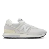 Championes New Balance 574 unisex color blanco, confeccionados en gamuza y malla, con logo "N" característico en los laterales y entresuela ENCAP.