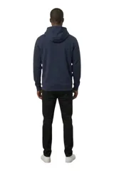 Canguro azul marino de felpa, con capucha ajustable mediante cordones, bolsillo estilo canguro en la parte delantera y estampa con el texto "LOS ANGELES" en el pecho.