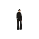 Campera Amiri de color negro, confeccionada en tejido liso, con cuello camisero, cierre frontal de cremallera metálica, dos bolsillos con solapa en el pecho y manga larga con puños abotonados.