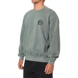 Buzo de cuello redondo color verde, con estampado gráfico pequeño en el pecho y puños elásticos.