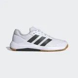 Championes de training Adidas Dropset Base, color blanco con detalles en negro y suela color caramelo.