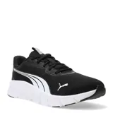 Championes de running Puma Flex Focus Lite Modern, color negro con detalles en blanco. Presentan una parte superior de malla transpirable, suela de espuma Pumalite ultraligera y plantilla SoftFoam+ para mayor amortiguación.