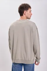 Buzo de cuello redondo con diseño básico y corte holgado, confeccionado en tejido de algodón con efecto lavado.